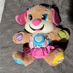 Fisher-Price Interactive Pink and Brown Plush Puppy Toy